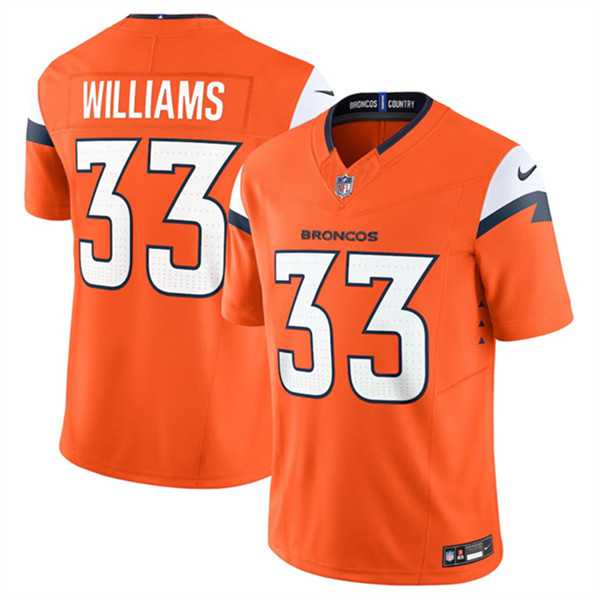 Mens Denver Broncos #33 Javonte Williams Orange 2024 F.U.S.E. Alternate Vapor Limited Football Stitched Jersey Dzhi